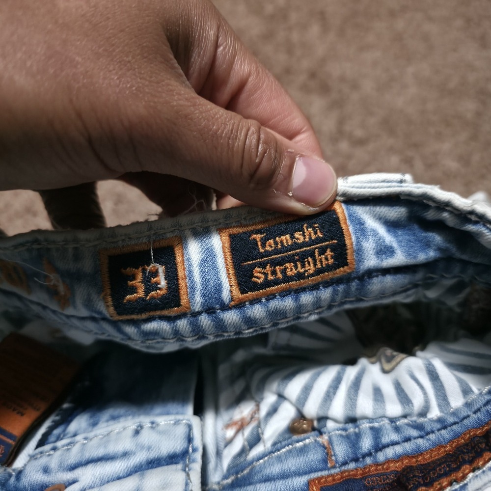 Rare Mens Rock Revival Jeans "Tomshi" White Pants Straight Stretch Size 34 x 30 - Picture 4 of 10